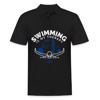 Schwimmen Spruch Lustig Swimming Is My Therapy - Männer Poloshirt - Schwarz - Vorne - Kai (181cm)