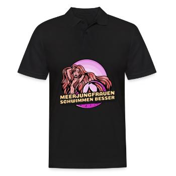 Schwimmen Spruch Lustig Meerjungfrauen Schwimmen - Männer Poloshirt - Schwarz - Vorne - Kai (181cm)
