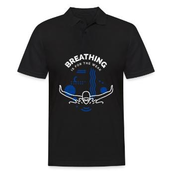 Schwimmen Spruch Lustig Breathing Is For The Weak - Männer Poloshirt - Schwarz - Vorne - Kai (181cm)