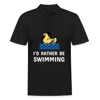 Schwimmen Spruch Lustig I'd Rather Be Swimming - Männer Poloshirt - Schwarz - Vorne - Kai (181cm)