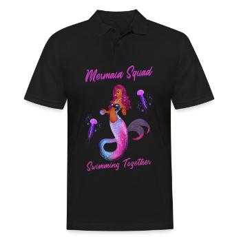 Schwimmen Spruch Lustig Mermaid Squad Swimming - Männer Poloshirt - Schwarz - Vorne - Kai (181cm)