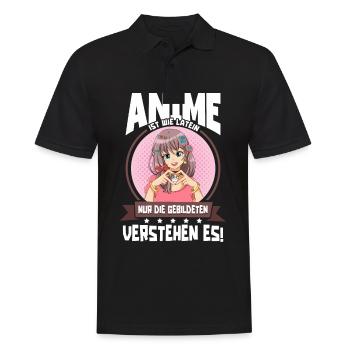 Anime Saying Weeb Otaku Anime is like Latin - Men's Polo Shirt - black - Front - Kai (181cm)