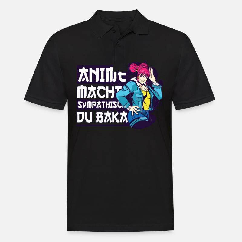 Anime Spruch Weeb Otaku - Männer Poloshirt - Schwarz