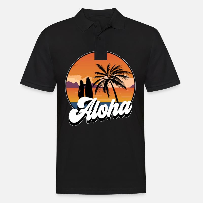 Surfing Surf Surfer Aloha - Polo Homme - noir