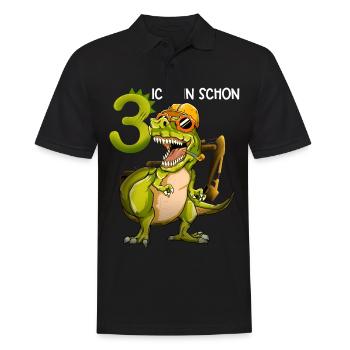 Geburtstag Kinder 3 Jahre Drei Dritter Dino Bagger - Männer Poloshirt - Schwarz - Vorne - Kai (181cm)