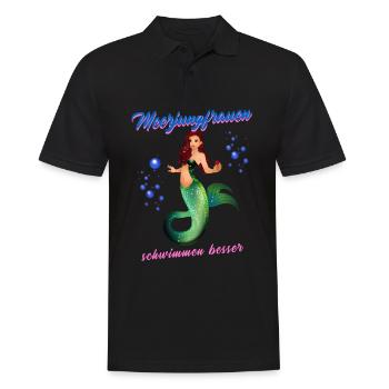 Schwimmen Spruch Lustig Meerjungfrauen Schwimmen - Männer Poloshirt - Schwarz - Vorne - Kai (181cm)