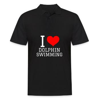 Schwimmen Spruch Lustig I Love Dolphin Swimming - Männer Poloshirt - Schwarz - Vorne - Kai (181cm)