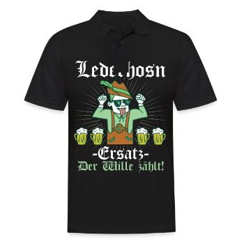 Lederhosn Ersatz Der Wille zählt - Männer Poloshirt - Schwarz - Vorne - Kai (181cm)