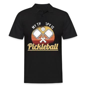 Pickleball Retro Liebe Dinking Pickleballspieler - Männer Poloshirt - Schwarz - Vorne - Kai (181cm)