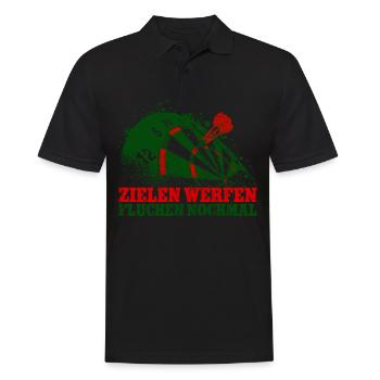 Darts Dartspieler Zielen Werfen Fluchen Nochmal - Männer Poloshirt - Schwarz - Vorne - Kai (181cm)