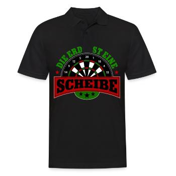 Die Erde ist eine Scheibe Darts Dartspieler - Männer Poloshirt - Schwarz - Vorne - Kai (181cm)