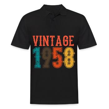 Geburtstag Papa Vintage 1958 - Männer Poloshirt - Schwarz - Vorne - Kai (181cm)