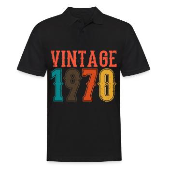 Anniversaire Papa Vintage 1970 - Polo Homme - noir - Devant - Kai (181cm)