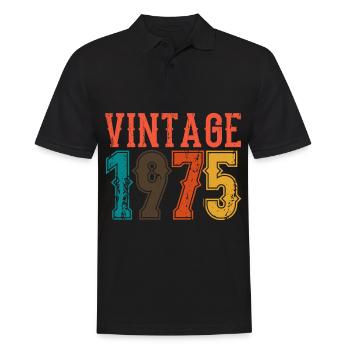 Anniversaire Papa Vintage 1975 - Polo Homme - noir - Devant - Kai (181cm)