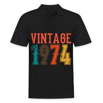 Geburtstag Papa Vintage 1974 - Männer Poloshirt - Schwarz - Vorne - Kai (181cm)