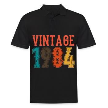 Anniversaire Papa Vintage 1984 - Polo Homme - noir - Devant - Kai (181cm)
