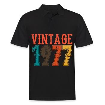 Anniversaire Papa Vintage 1977 - Polo Homme - noir - Devant - Kai (181cm)