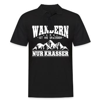Wandern ist wie spazieren Wanderer Wander - Männer Poloshirt - Schwarz - Vorne - Kai (181cm)