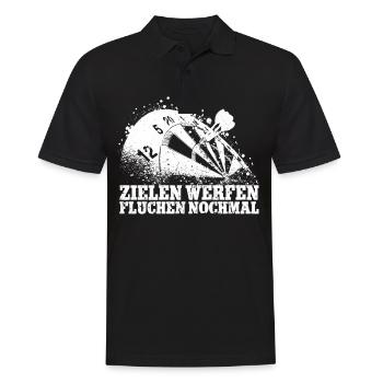 Darts Dartspieler Zielen Werfen Fluchen Nochmal - Männer Poloshirt - Schwarz - Vorne - Kai (181cm)