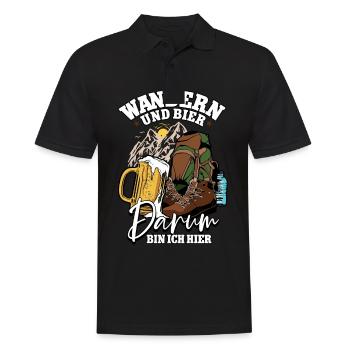 Wanderer Wander Wandern und Bier darum bin ich - Männer Poloshirt - Schwarz - Vorne - Kai (181cm)