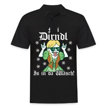 Mei Dirndl is in da Wäsch Dirndl Ersatz - Männer Poloshirt - Schwarz - Vorne - Kai (181cm)