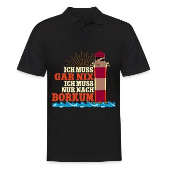 Borkum - Männer Poloshirt - Schwarz - Vorne - Kai (181cm)