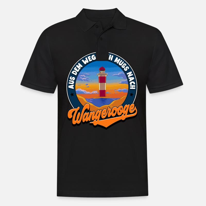 Wangerooge - Männer Poloshirt - Schwarz