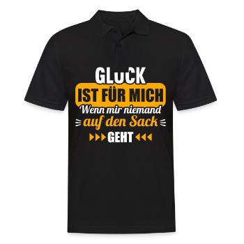 Glück ist wenn mir niemand auf den Sack geht - Männer Poloshirt - Schwarz - Vorne - Kai (181cm)