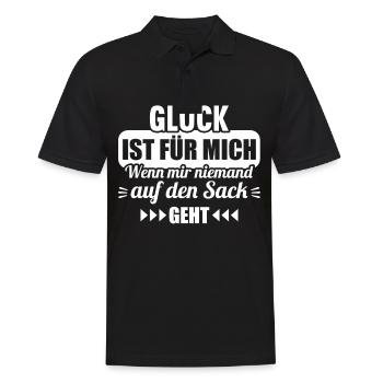Glück ist wenn mir niemand auf den Sack geht - Männer Poloshirt - Schwarz - Vorne - Kai (181cm)
