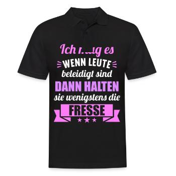 Ich mag es wenn Leute beleidigt sind halten Fresse - Männer Poloshirt - Schwarz - Vorne - Kai (181cm)