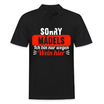 Sorry Mädels ich bin nur wegen Wein hier - Männer Poloshirt - Schwarz - Vorne - Kai (181cm)