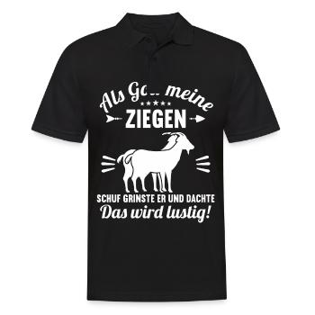 Als Gott meine Ziegen schuf das wird lustig Ziege - Männer Poloshirt - Schwarz - Vorne - Kai (181cm)