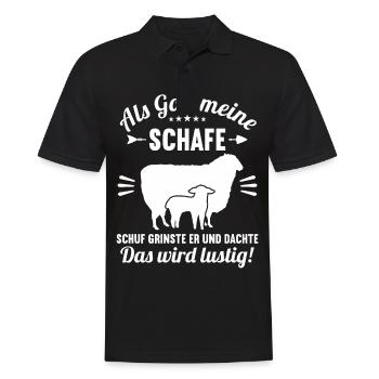 Als Gott meine Schafe schuf das wird lustig Schaf - Männer Poloshirt - Schwarz - Vorne - Kai (181cm)