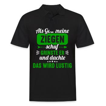 Als Gott meine Ziegen schuf das wird lustig Ziege - Männer Poloshirt - Schwarz - Vorne - Kai (181cm)