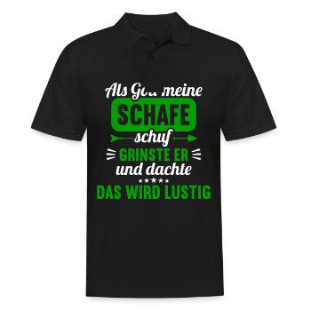 Als Gott meine Schafe schuf das wird lustig Schaf - Männer Poloshirt - Schwarz - Vorne - Kai (181cm)