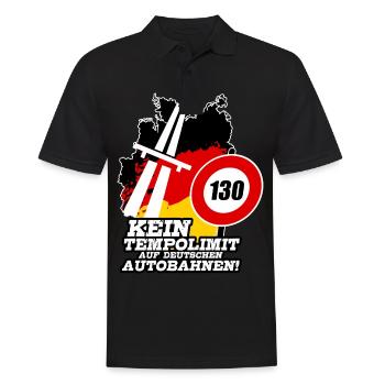 Autobahn Tempolimit Kein Tempolimit Auf Deutschen - Männer Poloshirt - Schwarz - Vorne - Kai (181cm)