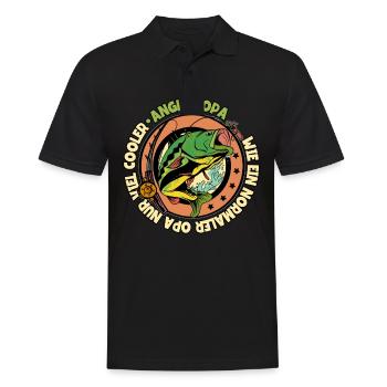 Angeln Angler Opa - Männer Poloshirt - Schwarz - Vorne - Kai (181cm)
