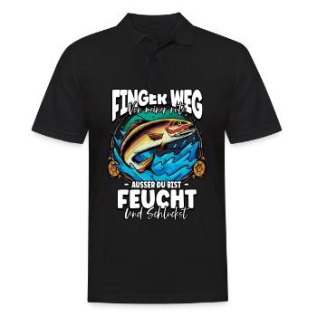 Finger Weg Von Meiner Rute Angeln Angler - Männer Poloshirt - Schwarz - Vorne - Kai (181cm)
