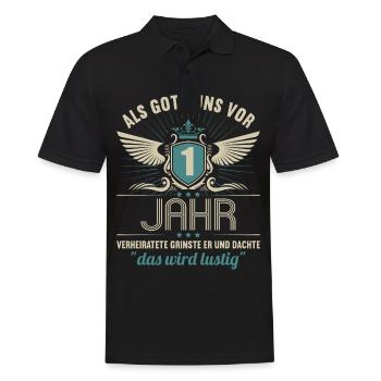 1 Jahre verheiratet wird lustig 1.Hochzeitstag - Männer Poloshirt - Schwarz - Vorne - Kai (181cm)