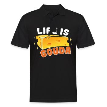 Käsefan Cheese Cheese lover Gouda Hard Cheese - Men's Polo Shirt - black - Front - Kai (181cm)