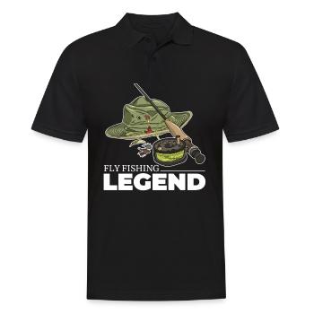 Fliegen Fischer Legende für den besten Angler im - Männer Poloshirt - Schwarz - Vorne - Kai (181cm)