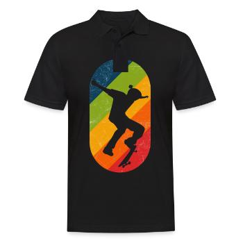 Skateboard Retro Kickflip Distressed - Männer Poloshirt - Schwarz - Vorne - Kai (181cm)