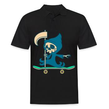 Skateboarder Lustiger Tod Auf Skateboard - Männer Poloshirt - Schwarz - Vorne - Kai (181cm)