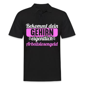 Bekommt Dein Gehirn eigentlich Arbeitslosengeld - Männer Poloshirt - Schwarz - Vorne - Kai (181cm)