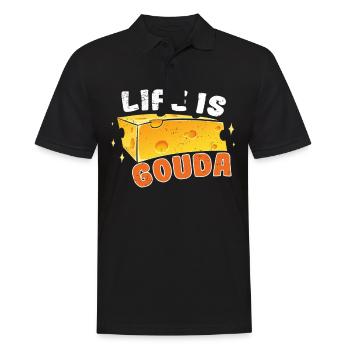 Käsefan Cheese Cheese lover Gouda Hard Cheese - Men's Polo Shirt - black - Front - Kai (181cm)