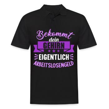 Bekommt Dein Gehirn eigentlich Arbeitslosengeld - Männer Poloshirt - Schwarz - Vorne - Kai (181cm)