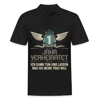 1 Jahr verheiratet kann tun 1.Hochzeitstag - Männer Poloshirt - Schwarz - Vorne - Kai (181cm)