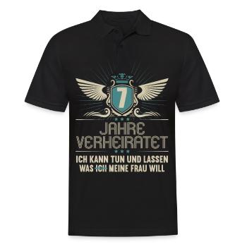 7 Jahre verheiratet kann tun 7.Hochzeitstag - Männer Poloshirt - Schwarz - Vorne - Kai (181cm)