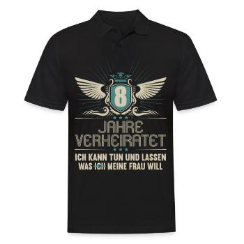 8 Jahre verheiratet kann tun 8.Hochzeitstag - Männer Poloshirt - Schwarz - Vorne - Kai (181cm)