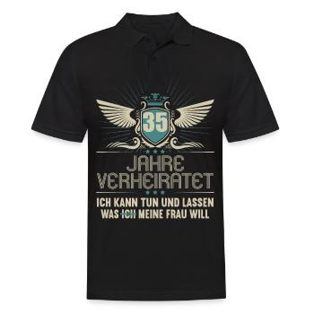 35 Jahre verheiratet kann tun 35.Hochzeitstag - Männer Poloshirt - Schwarz - Vorne - Kai (181cm)